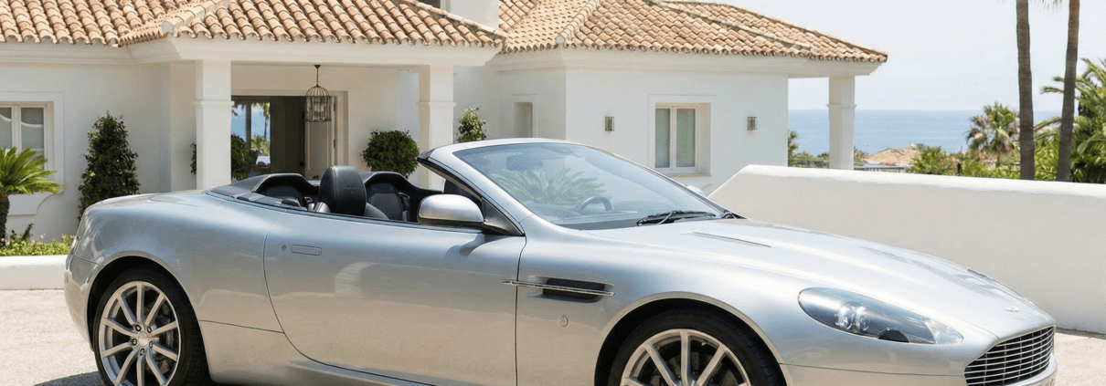 British expat standing next to a luxury car after securing premium car insurance in Marbella