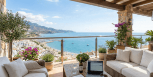 Sea view property in the Costa del Sol representing secure expat living.