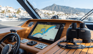 Modern yacht navigation dashboard in Puerto Banús Marbella