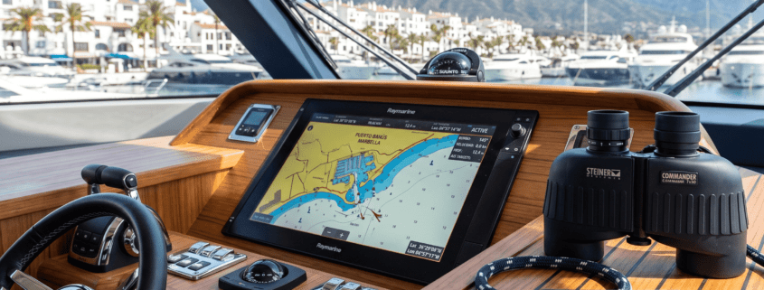 Modern yacht navigation dashboard in Puerto Banús Marbella