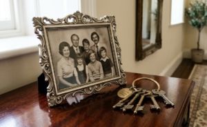 Family photo and villa keys representing protected Spanish estate wealth.