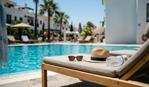 Objetos abandonados en una tumbona durante una ola de calor en Marbella