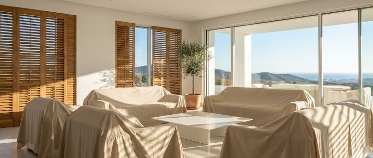 Luxury home in Andalucia with furniture protected during long owner absence.