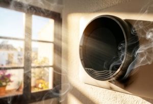 Termostato de aire acondicionado estropeado por sobretensión en España.
