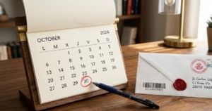Calendario marcando el plazo legal para cancelar un seguro en España.